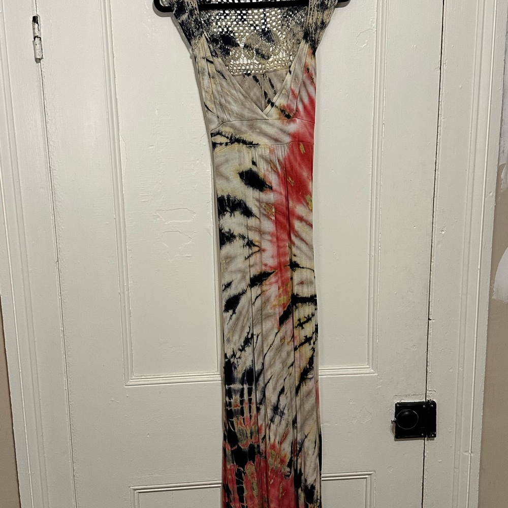 Tie-Dye Maxi Dress with Crochet Top